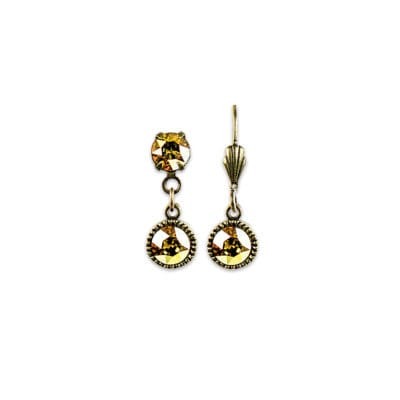Bezel Set Brass Earrings Yellow