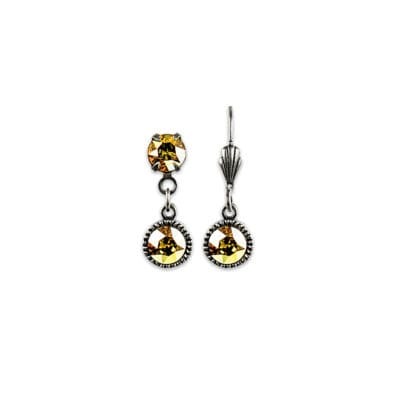 Bezel Set Silver Earrings Yellow