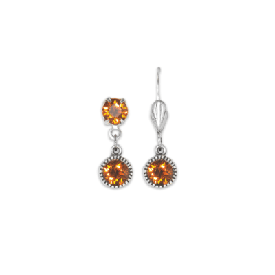 Bezel Set Silver Earrings Tangerine