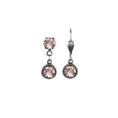 Bezel Set Silver Earrings Vintage Rose