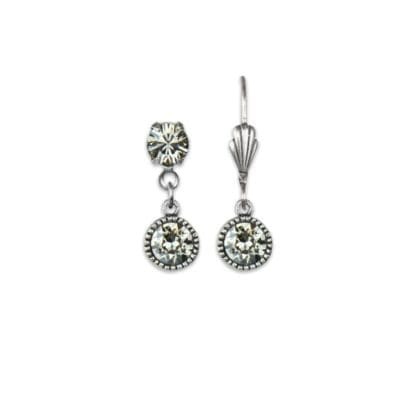 Bezel Set Silver Earrings Crystal Silver Shade