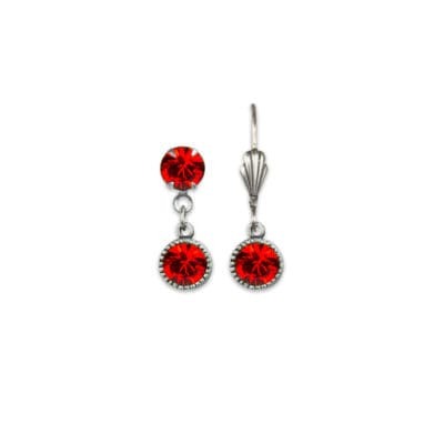 Bezel Set Silver Earrings Light Siam