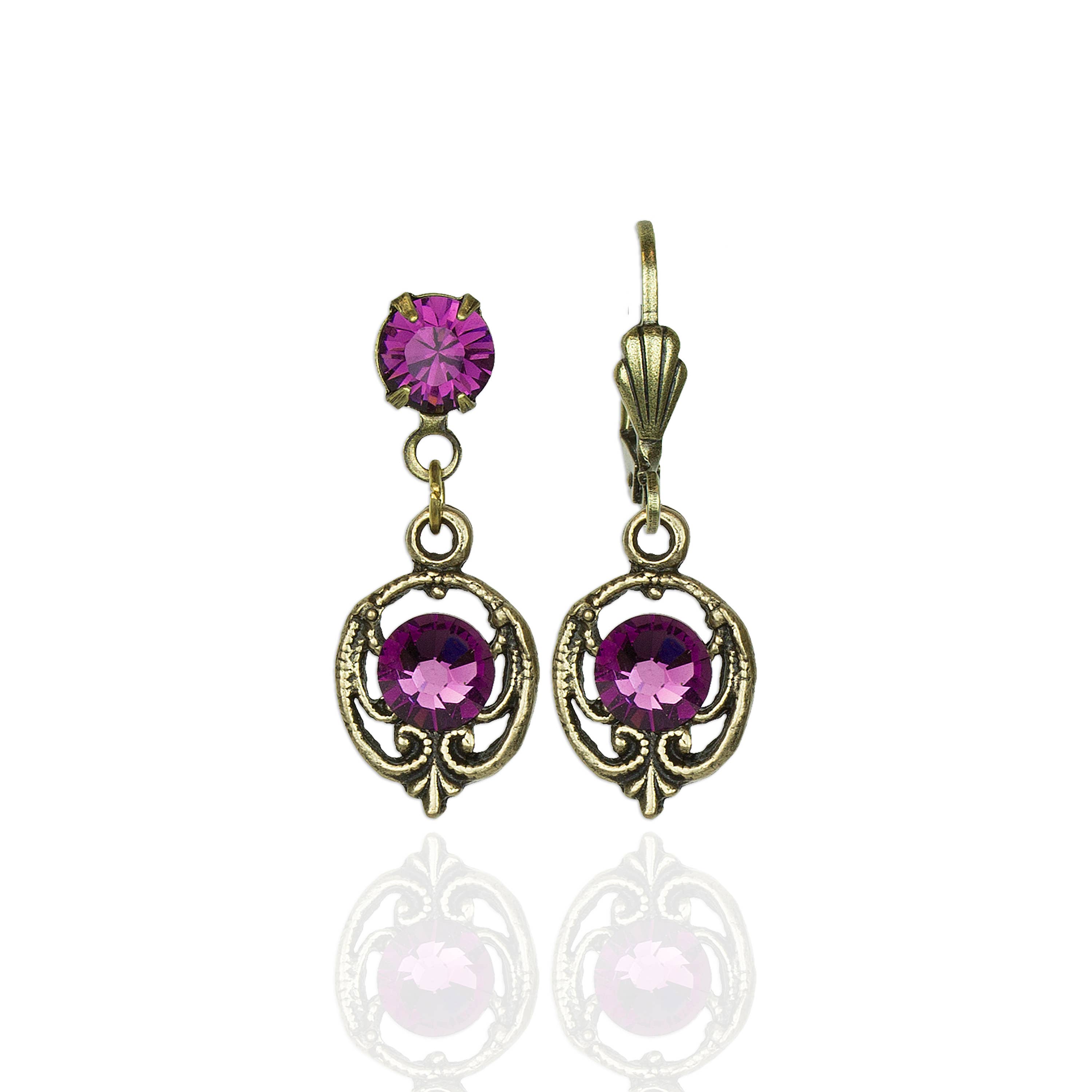 Madeline Crystal Earrings in Brass