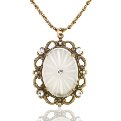 Anne's Vault Forever Vintage Glass Oval Crystal Necklace