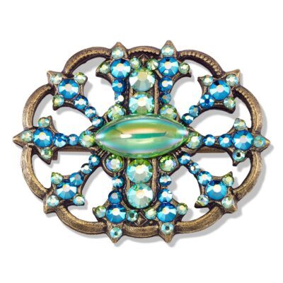 Anne’s Vault Forever Light Green Stone and Crystal Brooch