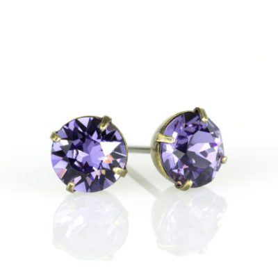 Brass Tananite  Crystal Stud Earrings