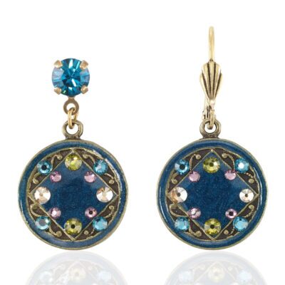 Small Circle of Life Rhombus Crystal Earrings