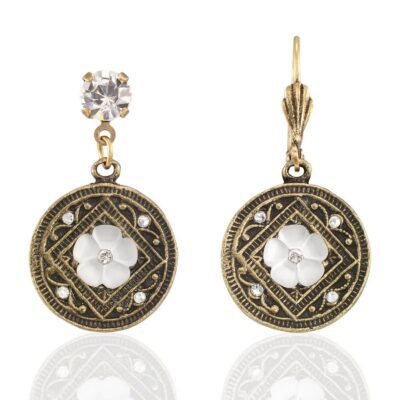 Heirloom Inspired Floral Crystal Medallion Earring