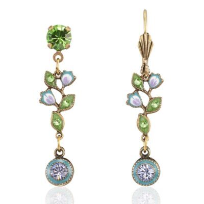 Brite Floral Garden Vine Crystal Tanzanite Drop Earring