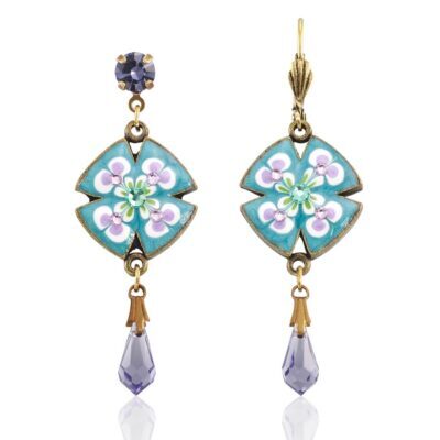 Brite Floral Pinwheel Crystal Facet Drop Earring