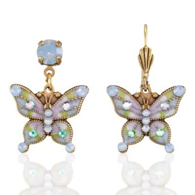 Artisan Enameled Pastel Dream Butterfly Crystal Earring