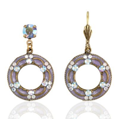 Lilac Spring Floral Wreath Vintage Inspired Crystal Earring