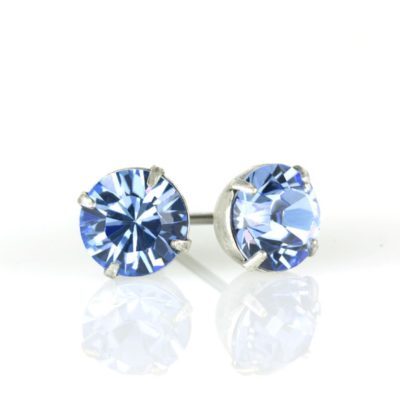 Silver Light Sapphire Crystal Stud Earrings