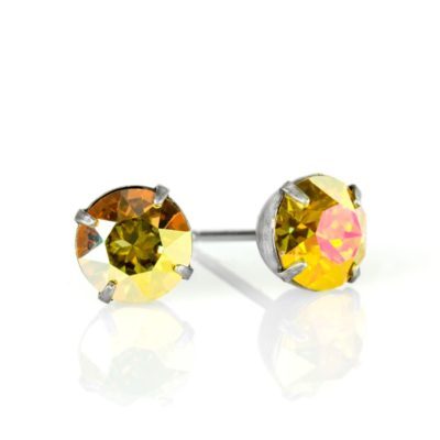 Silver Metallic Sunshine Crystal Stud Earrings