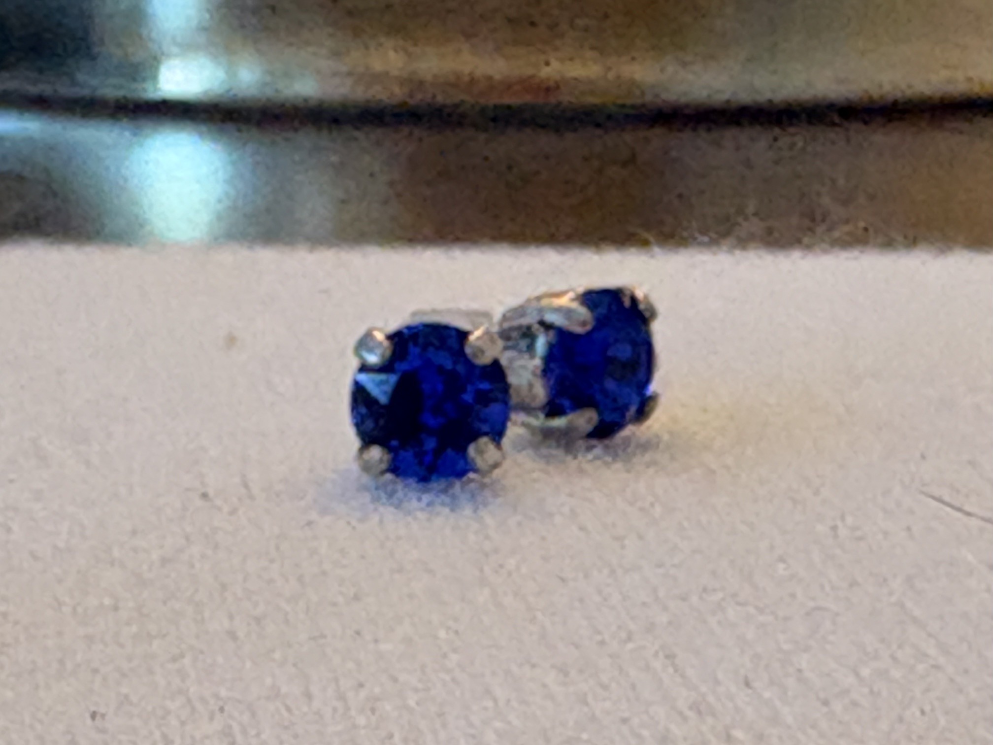 Silver Majestic Blue Crystal Stud Earrings
