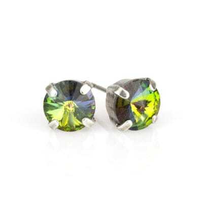 Vitrail Medium Silver Simple Crystal Stud Earring - 8mm