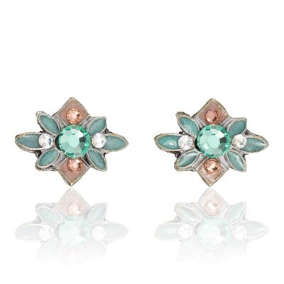 Moonlight Trellis Peach & Green Flower Crystal Post Earring