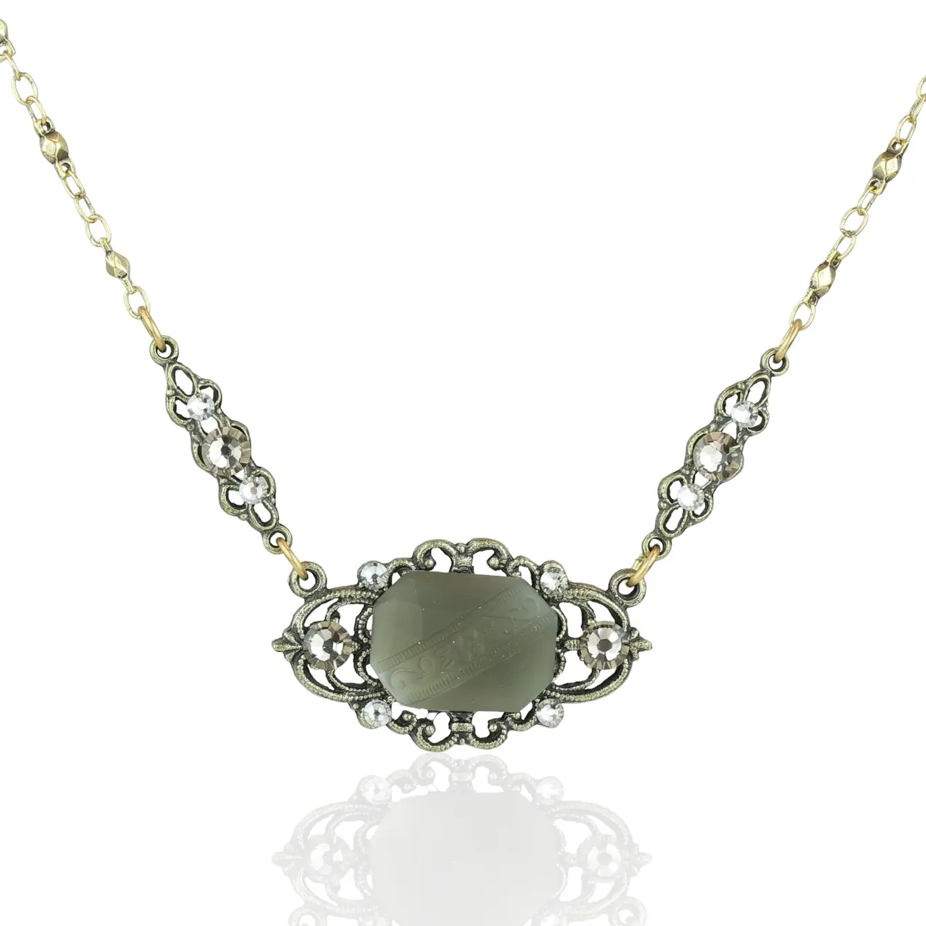 Anne's Vault Forever Greige Filigree Crystal Necklace
