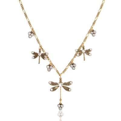 Spring Skimmer Fresh Crystal Drop Dragonfly Collar Necklace