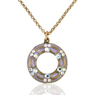 Lilac Spring Floral Wreath Vintage Inspired Crystal Necklace