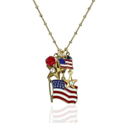 Stars & Stripes USA Flag Americana Jumble Charm Necklace