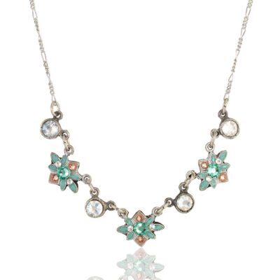 Moonlight Trellis Peach & Green Flowering Crystal Necklace