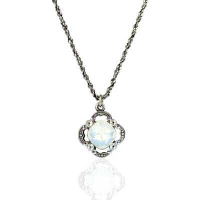 Eva White Opal Crystal Necklace