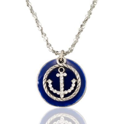 Timeless Nautical Blue Anchor Crystal Necklace