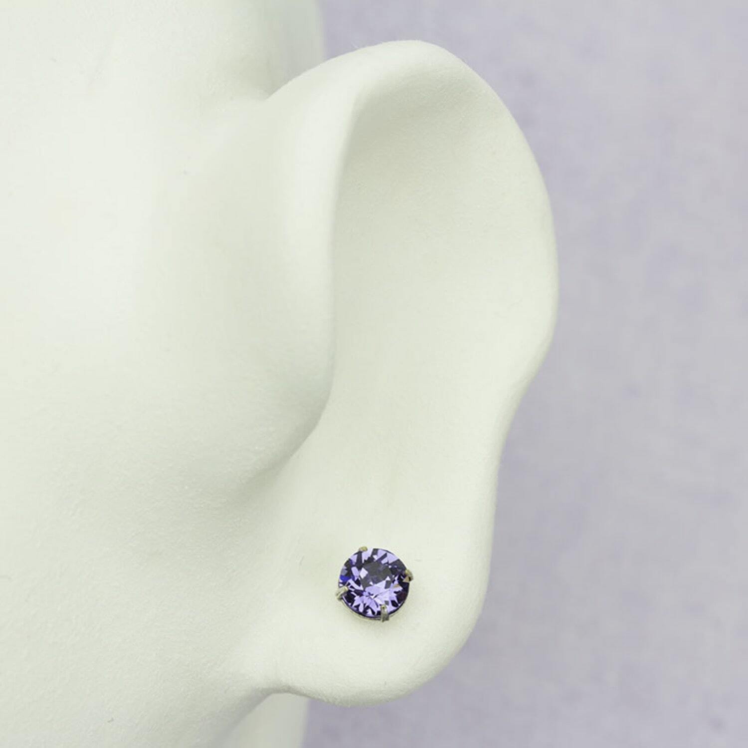 Silver Tanzanite Crystal Stud Earrings - Image 2