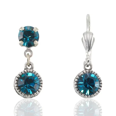 Bezel Set Silver Earrings Teal