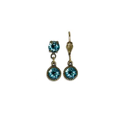 Bezel Set Brass Earrings Light Turquoise