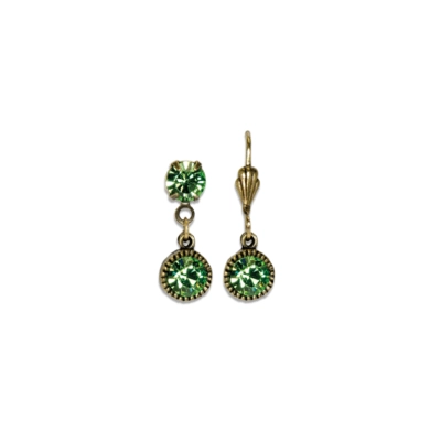 Bezel Set Brass Earrings Peridot