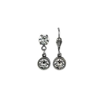 Bezel Set Silver Earrings Crystal