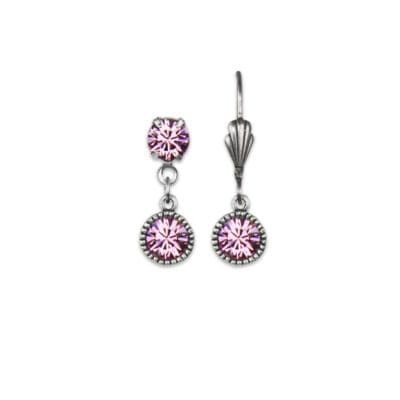 Bezel Set Silver Earrings Light Rose