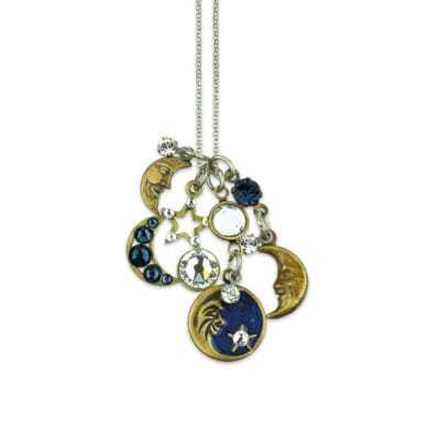 Man in the Moon Crystal Jumble Charm Necklace