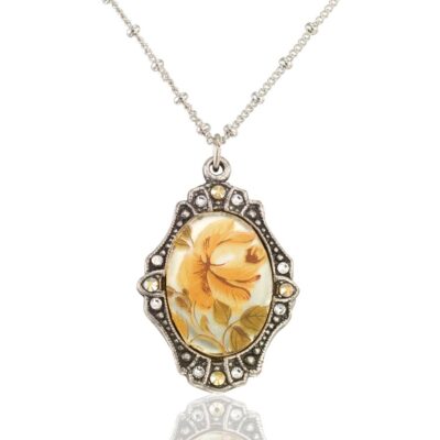 Anne's Vault Forever Romantic Glass Floral Crystal Necklace