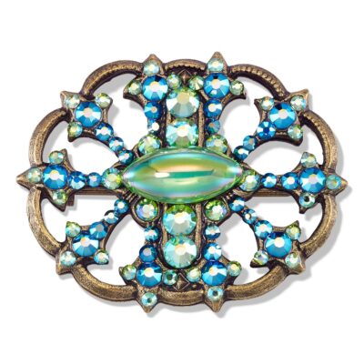 Anne’s Vault Forever Light Green Stone and Crystal Brooch