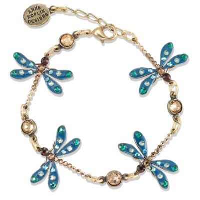 Petit Bijou Teal Crystal Drop Dragonfly Bracelet
