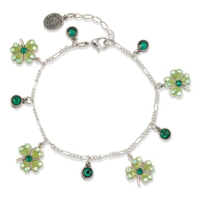 Hope Faith Love & Luck 4 Leaf Clover Crystal Drop Bracelet