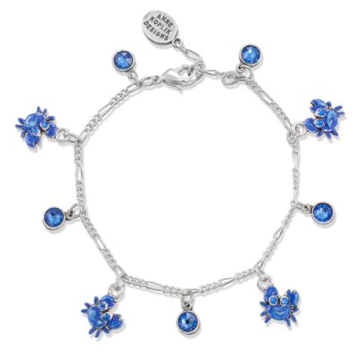 Ocean Coast Sparkling Blue Crab Crystal Charm Bracelet