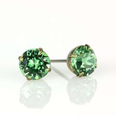 Brass Erinite  Crystal Stud Earrings