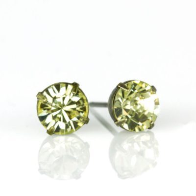 Brass Jonquil  Crystal Stud Earrings