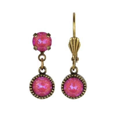 Lotus Pink DeLite Brass Drop Earrings