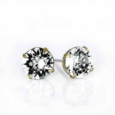 Brass Crystal Golden Shadow  Crystal Stud Earrings