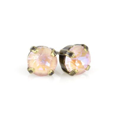Simple Dusty Pink DeLite Crystal Stud Earring - Brass - 6mm