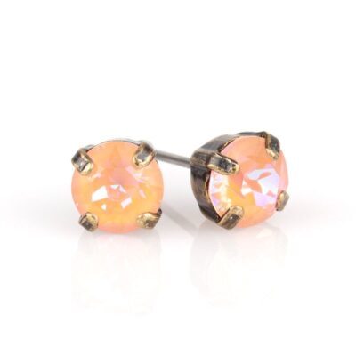 Simple Peach DeLite Crystal Stud Earring - Brass - 6mm