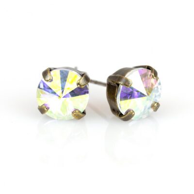 Crystal AB Brass Simple Crystal Stud Earring - 8mm