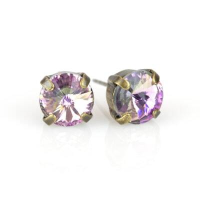 Vitrail Light Brass Simple Crystal Stud Earring - 8mm