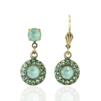 Silky Sage Opal Halo Crystal Drop Earring