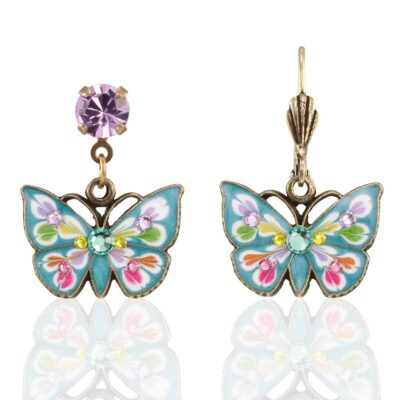 Brite Burst Floral Bouquet Butterfly Crystal Earring
